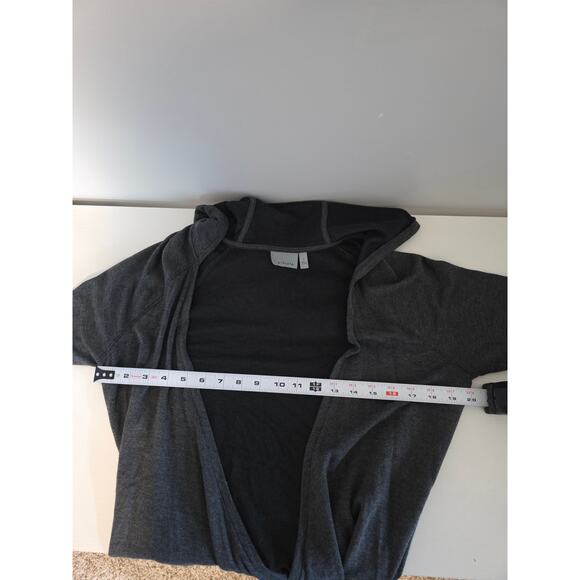 Athleta Womens Small Studio Modal Hoodie Sweatshirt Cross Wrap Top Gray Thumb - Picture 4 of 7